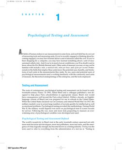 G&S Typesetters PDF proof
C
H
A
P
T
E
R
1
Psychological Testing and Assessment
1
A ll ﬁelds of human endeavor use measurement
