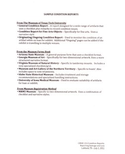 Artwork Condition Report Samples | PDF | Museum | Materials