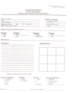 Artwork Condition Report Samples | PDF | Museum | Materials