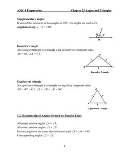 AMC 8 Preparation  
       
 
   Chapter 25 Angles and Triangles 
2