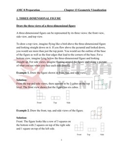 AMC 8 Preparation  
 
          Chapter 13 Geometric Visualization 
 
1 
 
1. THREE-DIMENSIONAL FIGURE 
 
Draw the three view