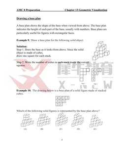 AMC 8 Preparation  
 
          Chapter 13 Geometric Visualization 
 
5 
 
Drawing a base plan 
 
A base plan shows the shape