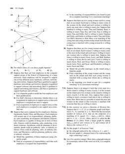 666
10 / Graphs
23.
b
c
e
f
a
d
24.
a
b
c
f
e
d
25.
b
a
f
e
d
c
26. For which values of n are these graphs bipartite?
a) Kn
b