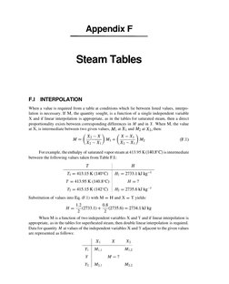 Appendix F 
Steam Tables 
F.l INTERPOLATION 
When a value is required from a table at conditions which lie between listed val