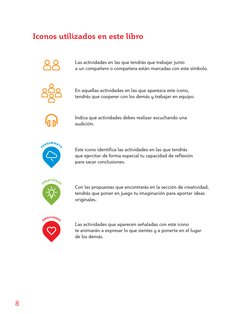 Iconos utilizados en este libro
Las actividades en las que tendrás que trabajar junto  
a un compañero o compañera están marc