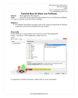 Tutorial Base de Datos con Netbeans 
Materia: 
Web Application Development. 
Tema:  
Desarrollo de una aplicación web media