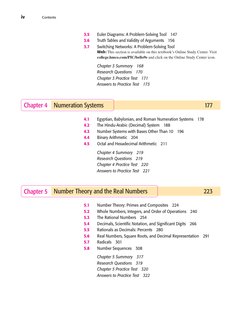 iv
Contents
3.5
Euler Diagrams: A Problem-Solving Tool
147
3.6
Truth Tables and Validity of Arguments
156
3.7
Switching Netwo