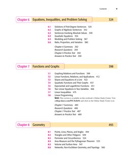 Contents
v
Equations, Inequalities, and Problem Solving
324
Chapter 6
6.1
Solutions of First-Degree Sentences
325
6.2
Graphs