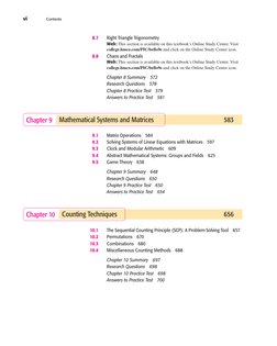 vi
Contents
8.7
Right Triangle Trigonometry
Web: This section is available on this textbook’s Online Study Center. Visit
coll