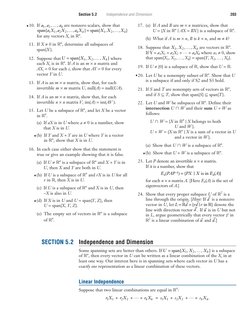 ♦10. If 
are nonzero scalars, show that
for any vectors Xi in n.
11. If X ≠0 in n, determine all subspaces of
span{X}.
12.