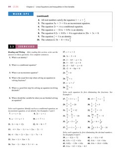 (continued)
4. All real numbers satisfy the equation 1  x  1
x
.
False
5. The equation 5a  3  0 is an inconsistent equa