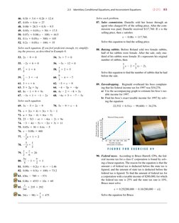 46. 0.5b  3.4  0.2b  12.4
30
47. 0.05r  0.4r  27
60
48. 0.08t  28.3  0.5t  9.5
90
49. 0.05y  0.03(y  50)  17.5
200