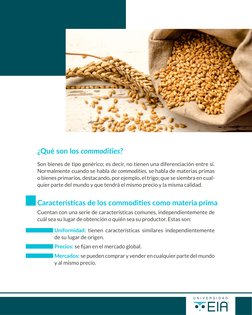 Son bienes de tipo genérico; es decir, no tienen una diferenciación entre sí. 
Normalmente cuando se habla de commodities, se
