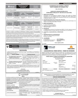 BOLETIN OFICIAL
5
Lima, lunes 15 de agosto de 2016 I EL PERUANO
ASAMBLEA ESPECIAL DE OBLIGACIONISTAS DE LA SEGUNDA EMISIÓN DE