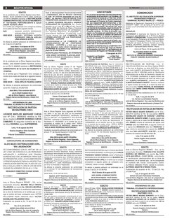 BOLETIN OFICIAL
8
EL PERUANO I Lima, lunes 15 de agosto de 2016
EDICTO
Ante la OR Callao - RENIEC, ANDREA LIDIA 
SANTILLAN NU