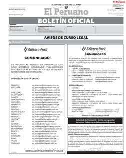 AVISOS DE CURSO LEGAL
SUMARIO
“AÑO DE LA UNIVERSALIZACIÓN 
DE LA SALUD”
Gerente de Publicaciones Oficiales: 
RICARDO MONTERO