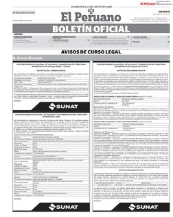 AVISOS DE CURSO LEGAL
SUMARIO
“AÑO DEL BICENTENARIO, DE LA CONSOLIDACIÓN 
DE NUESTRA INDEPENDENCIA, Y DE LA CONMEMORACIÓN 
DE