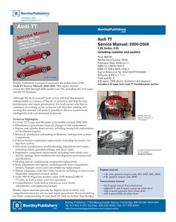 Audi TT 2000-2006 Repair Manual - Table of Contents | PDF | Manual
