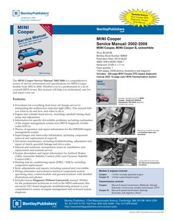 MINI Cooper Service Manual: 2002-2006 - Table of Contents | PDF