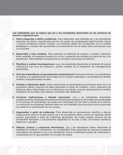Las habilidades que se espera que las y los estudiantes desarrollen en las prácticas de 
ciencia e ingeniería son:
1.	 Hacer