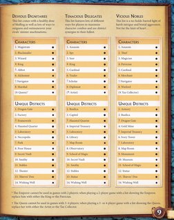 Devious Dignitaries
This list comes with a healthy dose 
of bluffing as well as lots of ways to 
outguess and outmaneuver you