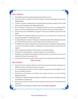 Dear Teachers!
•
This Workbook has been specially designed for the students of class 2.
•
Role of the teacher is expected to