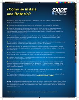C
M
Y
CM
MY
CY
CMY
K
¿Cómo se instala 
una Batería?
TM
NOTA: Se recomienda ampliamente que antes de adquirir o instalar una b