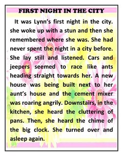 FIRST NIGHT IN THE CITY 
 It was Lynn’s first night in the city. 
she woke up with a stun and then she 
remembered where she