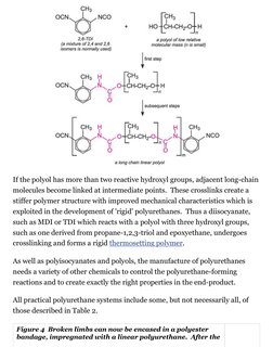 If the polyol has more than two reactive hydroxyl groups, adjacent long-chain
molecules become linked at intermediate points.