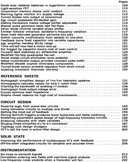 Pages 
Diode bias replaces batteries in logarithmic converter. . . . . . . . . . . . . . . . . . . . . 
109 
Light-sensitive