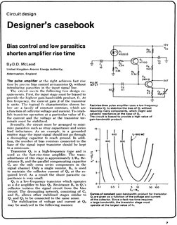 Circuit design 
Designer's casebook 
Bias control and low parasitics 
shorten amplifier rise time 
By D. D. Mcleod 
United Ki