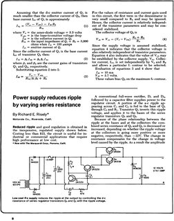 Assuming that the d-e emitter current of Q1 is 
much smaller than the collector current of Q2, then 
base current lb1 of Q1 i