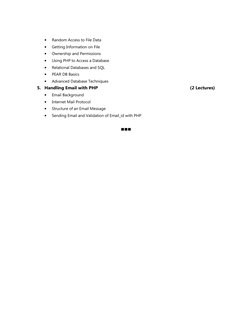 • 
Random Access to File Data  
• 
Getting Information on File  
• 
Ownership and Permissions  
• 
Using PHP to Access a Data