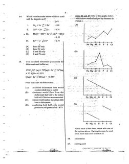 14. 
15. 
-6 -.. 
Which. two eled~odes below wilJ-f~rn1 a ce11 
with the latgesre:m.f?_··.;. 
. .. ··E·IV 
I. 
II. 
III. 
IV.