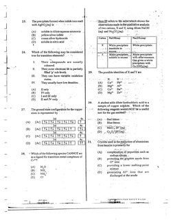 J 
J 
J 
! 
i J 
25. 
26. 
27. 
(A) 
(B) 
(C) 
(D) 
The precipitate.fomied when iodide ions react 
,vith AgNO/!tci) is· ;· ·.
