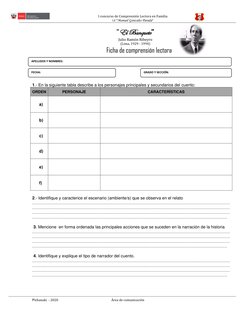 I concurso de Comprensión Lectora en Familia 
I.E “Manuel Gonzales Parada” 
 
Pichanaki  - 2020