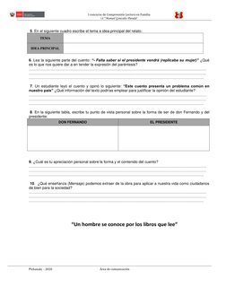 I concurso de Comprensión Lectora en Familia 
I.E “Manuel Gonzales Parada” 
 
Pichanaki  - 2020