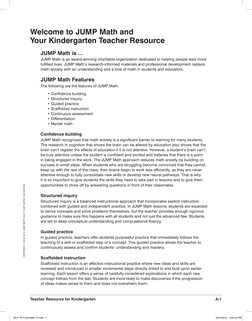 Jump Math Sample Lesson Kindergarten Introduction Welcome To JUMP Math | PDF | Teachers | Pedagogy