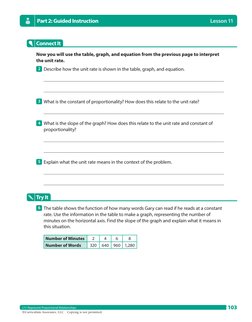Lesson 11
©Curriculum Associates, LLC  Copying is not permitted.
103
L11: Represent Proportional Relationships
Part 2: Guided