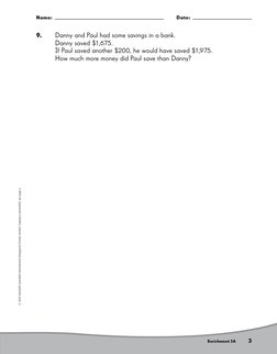 Name:   
 
Date:  
3
Enrichment 3A
© 2009 Marshall Cavendish International (Singapore) Private Limited. Copying is permitted;
