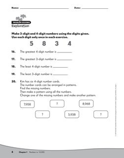 Name:   
 
Date:  
Chapter 1 
Numbers to 10,000
6
© 2009 Marshall Cavendish International (Singapore) Private Limited. Copyin