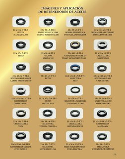 5
22 x 35 x 5-TR-3
SINFIN
MAZDA B-2.000
22 x 35 x 7-TR-3
SINFIN NPR-LUV 2.300
RODEO-MAZDA B-2.600
22 x 35 x 7-TT-1
BOMBA HIDR