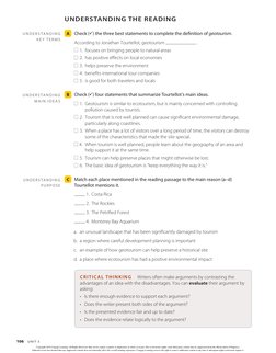 106 
UNIT 5
UNDERSTANDING THE READING
A 	 Check () the three best statements to complete the definition of geotourism. 
Acco