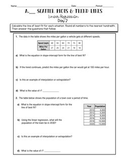 Name:____________________________________________ Date:________________Period:_________
A.__ Scatter Plots & Trend Lines
Line