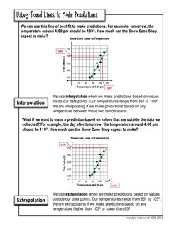 Using Trend Lines to Make Predictions
We can use this line of best fit to make predictions. For example, tomorrow, the 
tempe