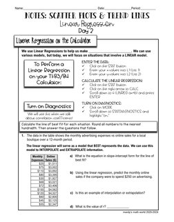 Name:____________________________________________ Date:________________Period:_________
Notes: Scatter plots & Trend Lines
Li