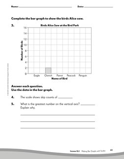 63
© Marshall Cavendish International (Singapore) Private Limited.
      Lesson 13.1 Making Bar Graph
s with Scale
s
Complete