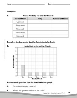 65
© Marshall Cavendish International (Singapore) Private Limited.
      Lesson 13.1 Making Bar Graph
s with Scale
s
Complete
