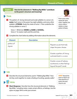 Elements of Poetry  Lesson 19
©Curriculum Associates, LLC  Copying is not permitted.
301
Lesson 19  Elements of Poetry
Explor