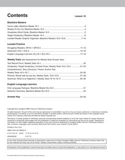 Contents 
Lesson 16
Blackline Masters
Home Letter, Blackline Master 16.1.....................................................